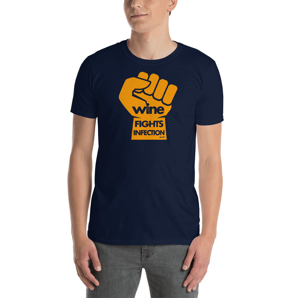 WINE FIGHTS INFECTION by wine is food -short-Sleeve Unisex T-Shirt - Image 4