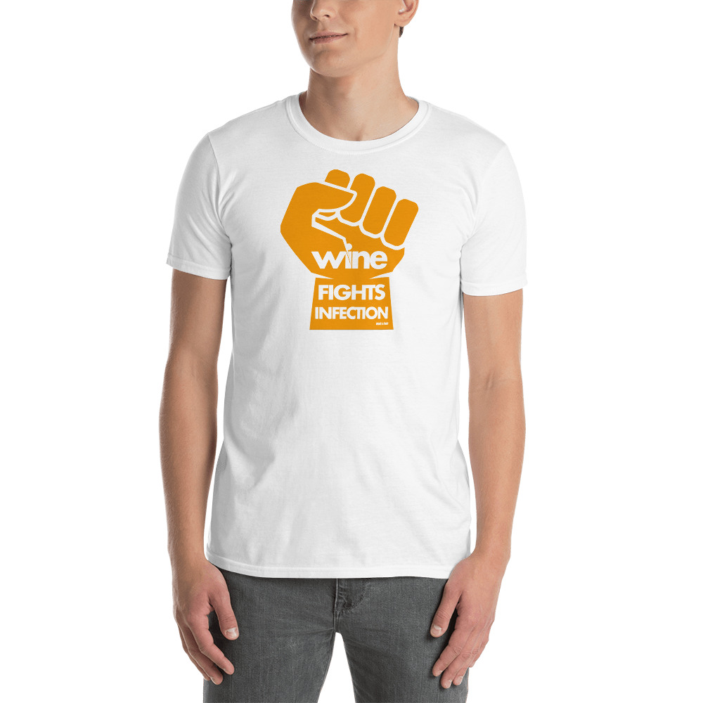 WINE FIGHTS INFECTION by wine is food -short-Sleeve Unisex T-Shirt - Image 2