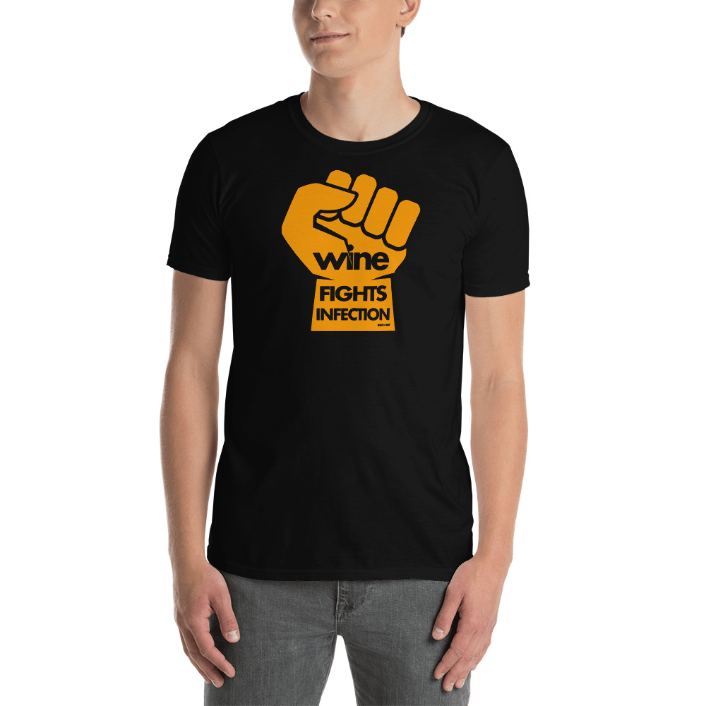 WINE FIGHTS INFECTION by wine is food -short-Sleeve Unisex T-Shirt - Image 3