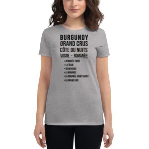 VOSNE ROMANE BURGUNDY GRAND CRU WINE GIFTS Women's short sleeve t-shirt