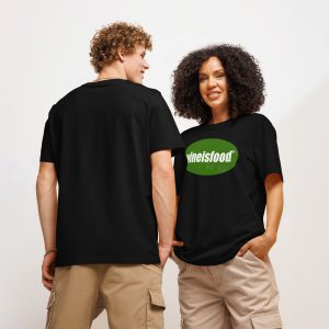 Unisex organic WINE IS FOOD ribbed neck t-shirt